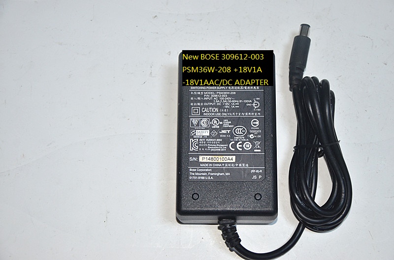 100% Brand New BOSE PSM36W-208 309612-003 +18V1A -18V1A AC/DC ADAPTER POWER SUPPLY